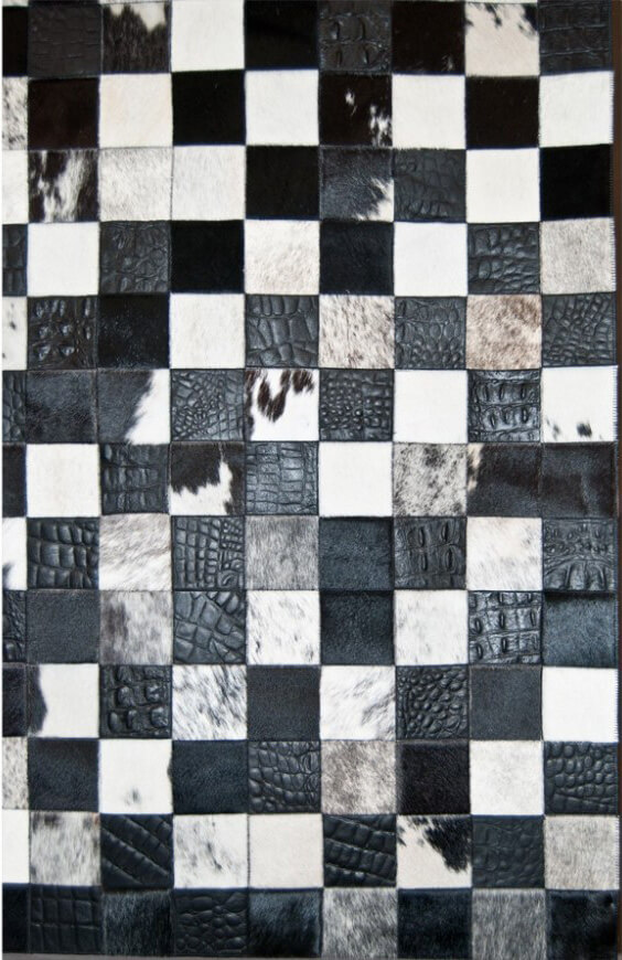 Mosaic Black & White Cowhide Rug