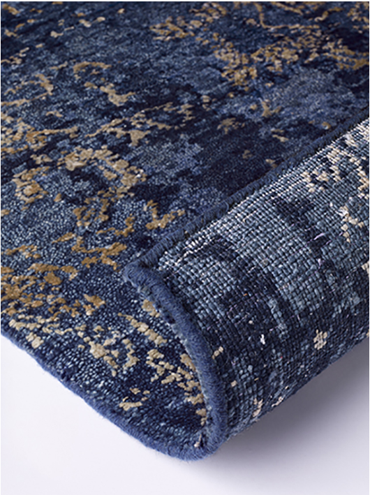 Luxury Abstract Blue Gold Rug ☞ Size: 200 x 300 cm