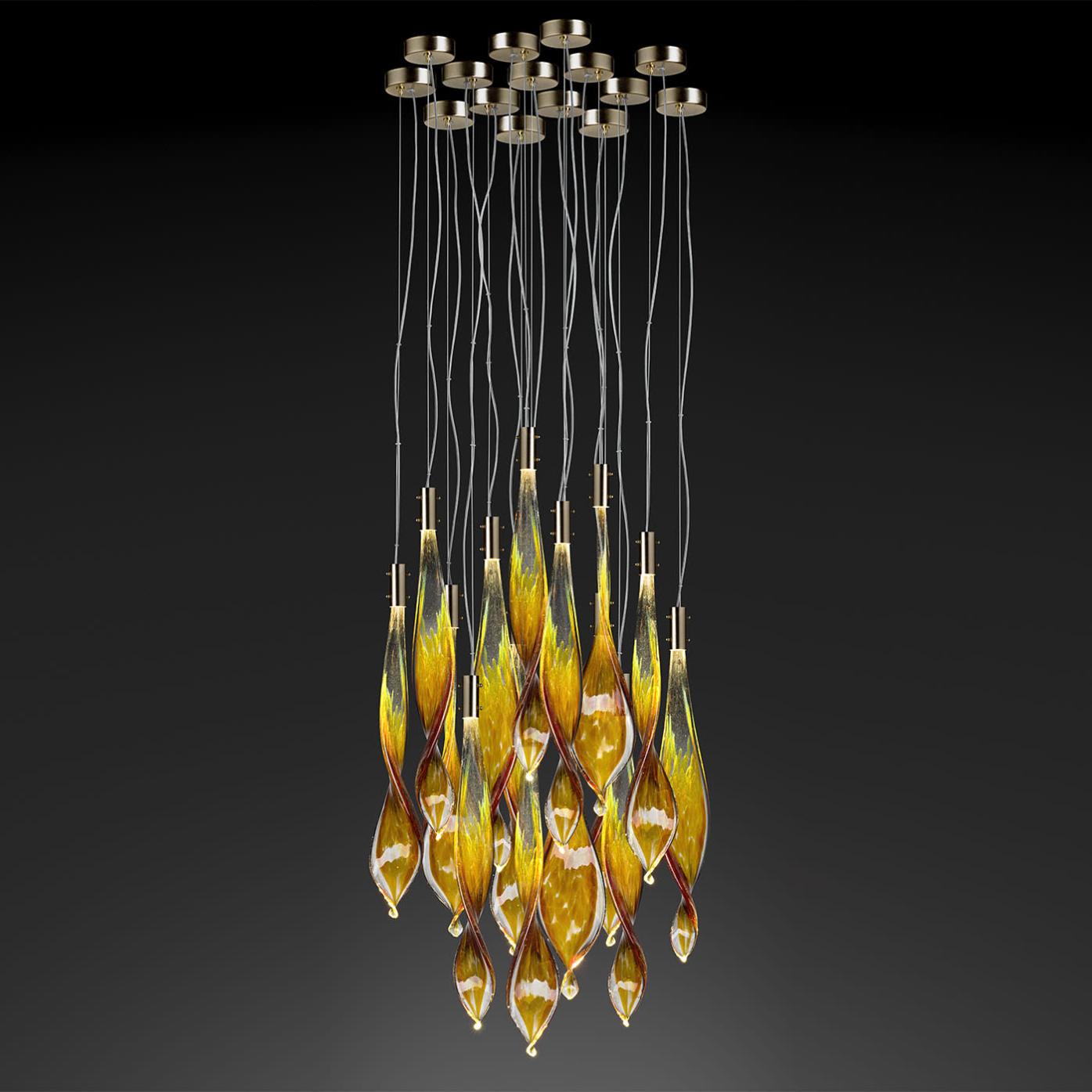 Venetian Glass Leaves 14-Light Pendant