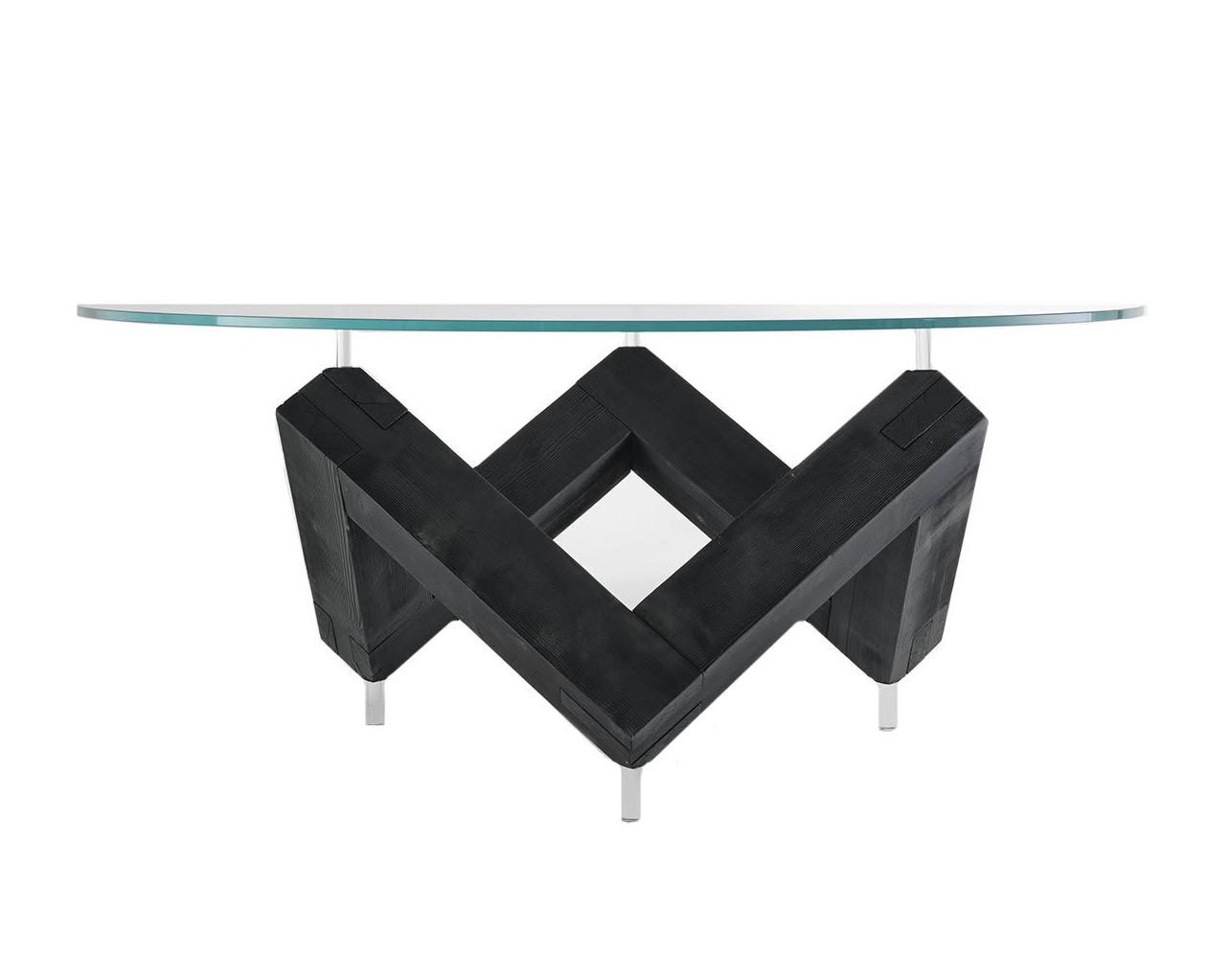 Wooden Glass Top Round Dining Table