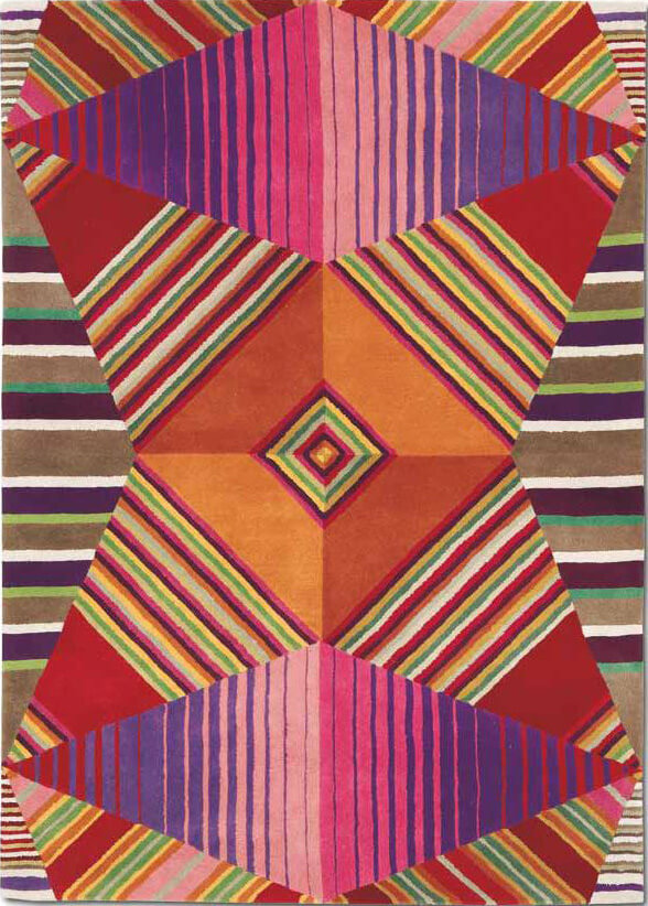 Multi Coloured Striped Wool Rug Nabarniz