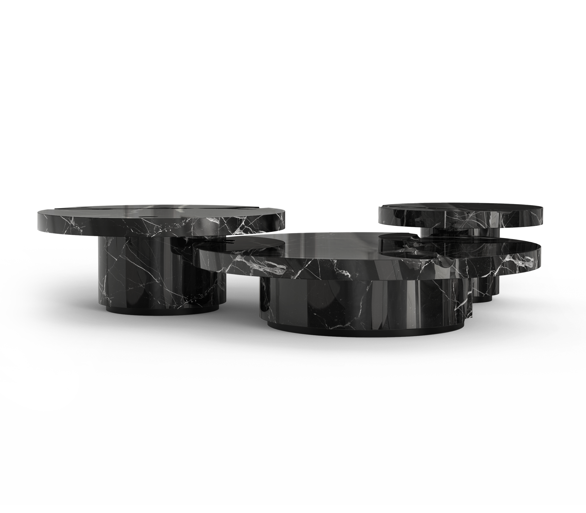 Dominion Nero Marquina Marble 3-Piece Center Table Set