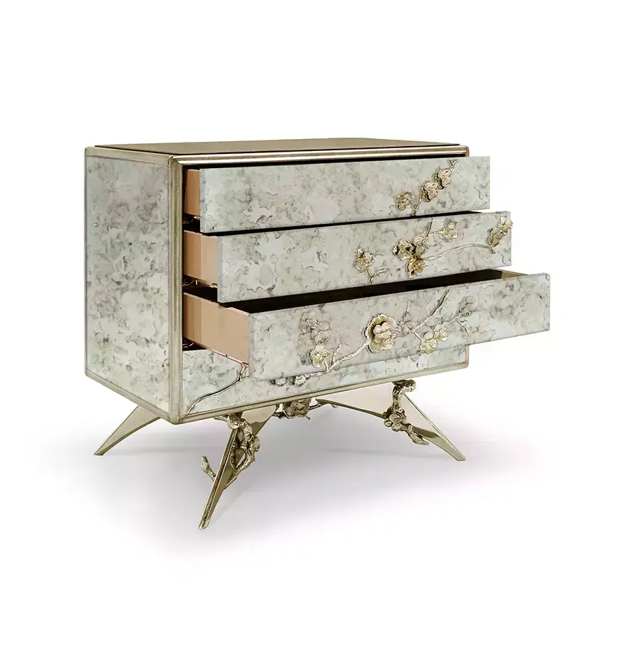 Mirage Aged Mirror Bedside Table