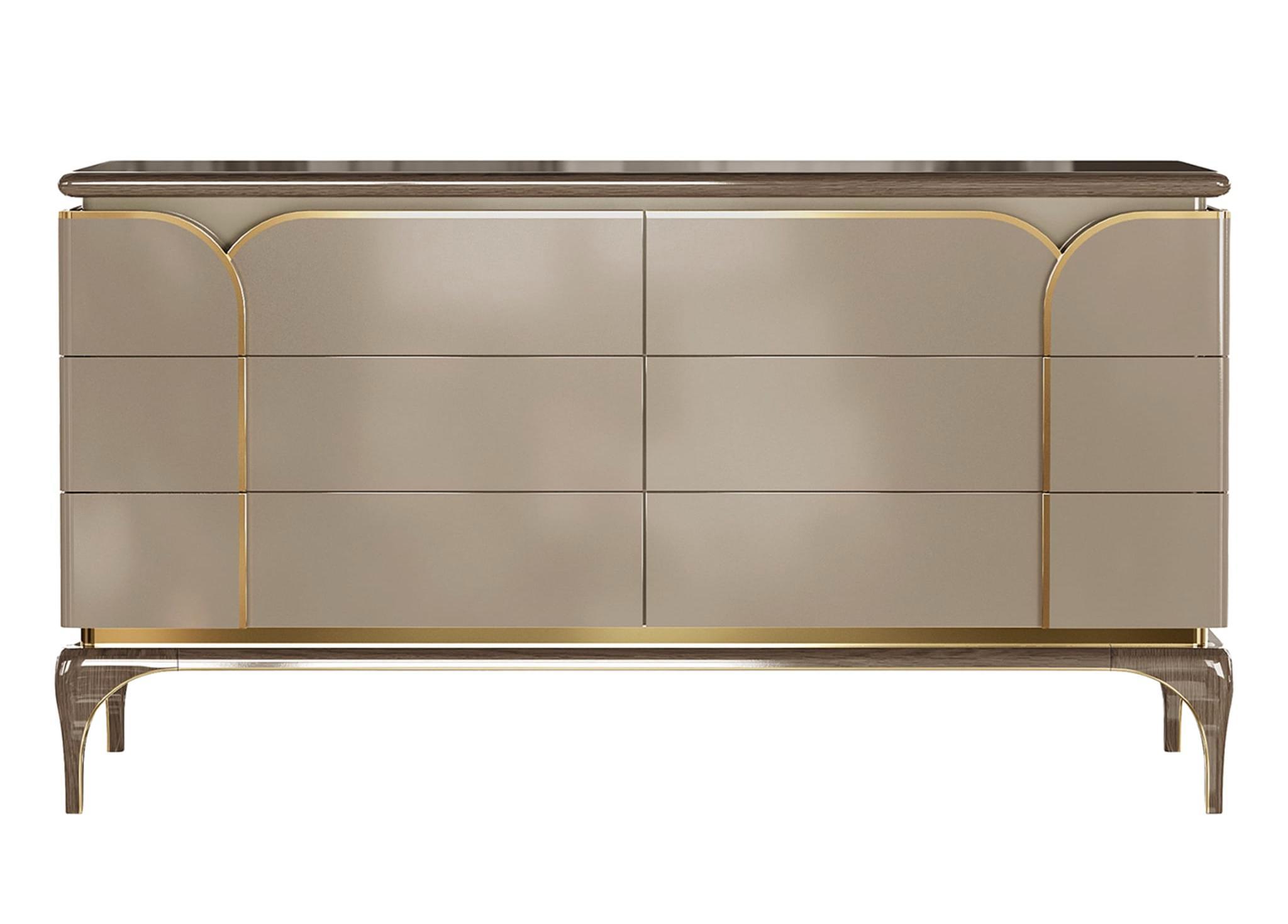 Four-Door Luxury Beige Chest of Drawers | Configuration: Without Mirror