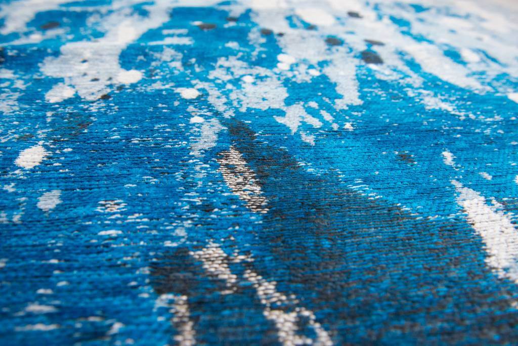 Jacquard Cotton Flatweave Rug Blue Waves ☞ Size: 80 x 150 cm