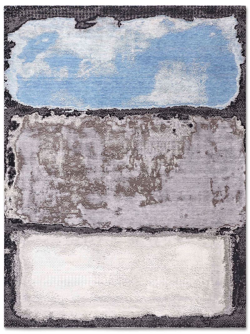 Light Blue Silver Hand-Woven Rug