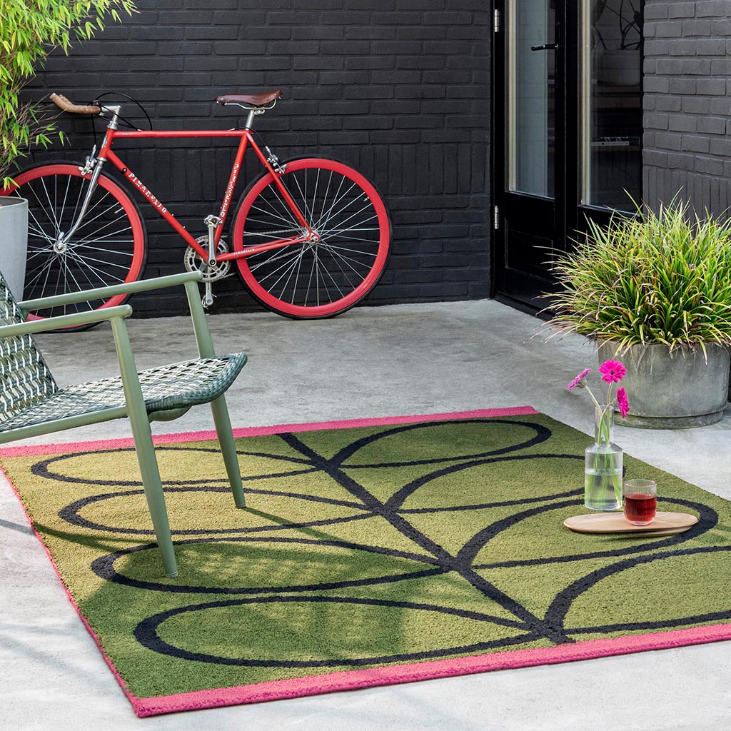 Linear Stem Olive Outdoor Rug