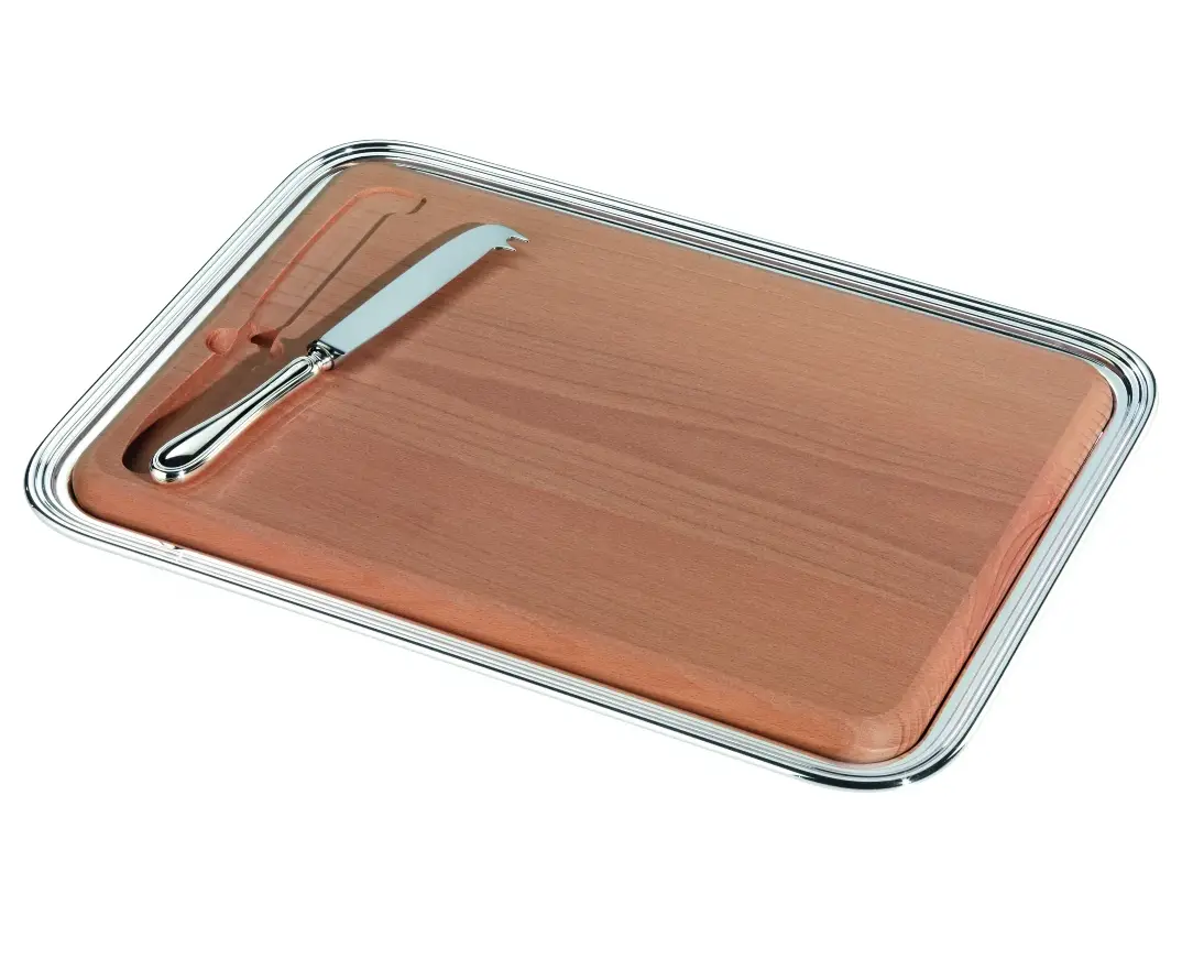 Silver Cheese Serving Tray with Knife