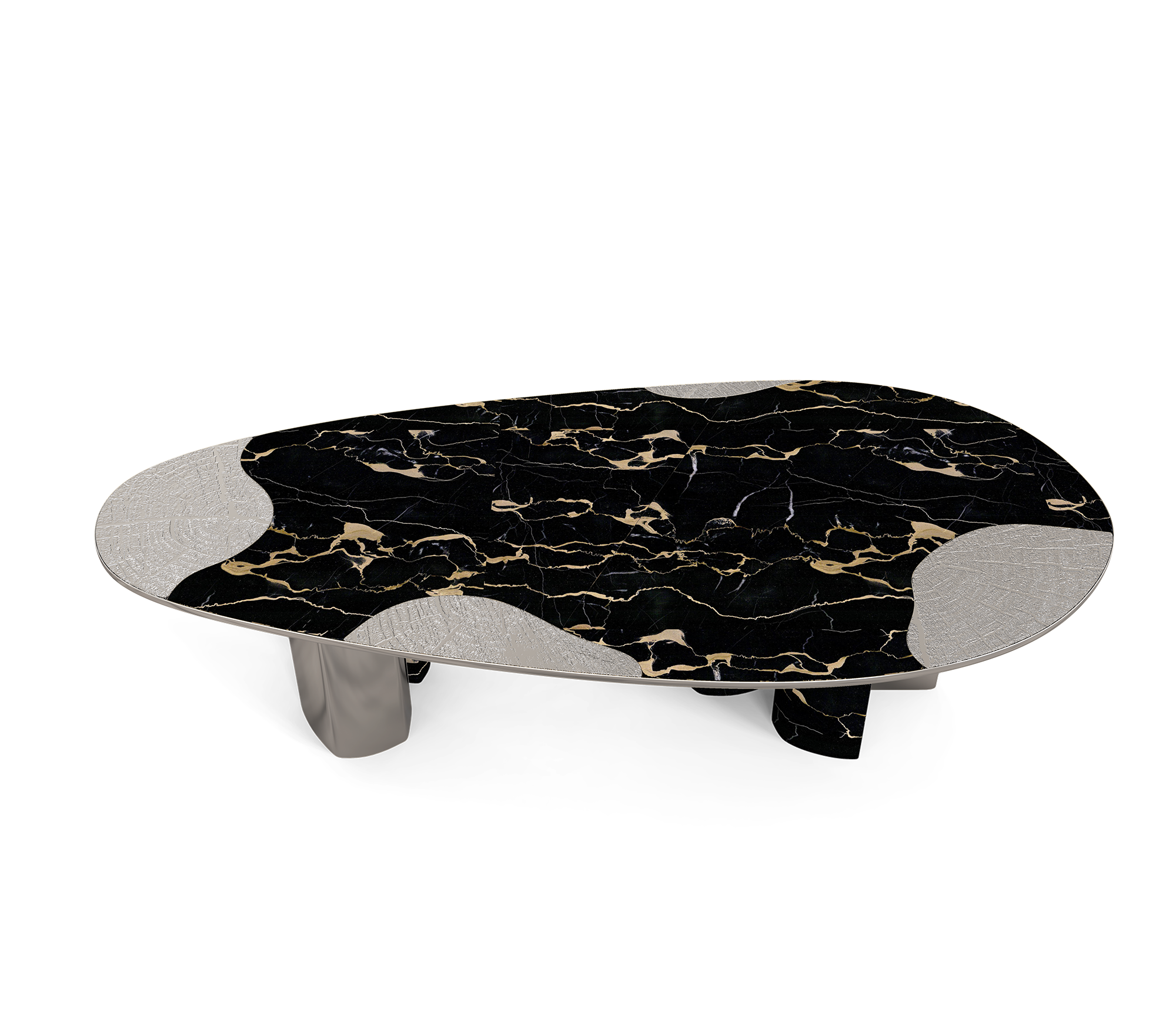 Athena Portoro Marble & Silver Table