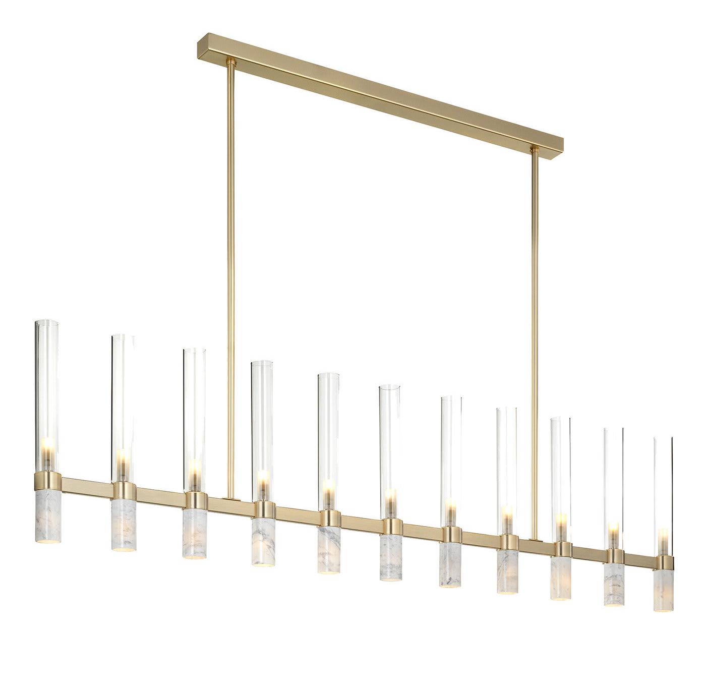 Rectangular Marble and Glass Chandelier