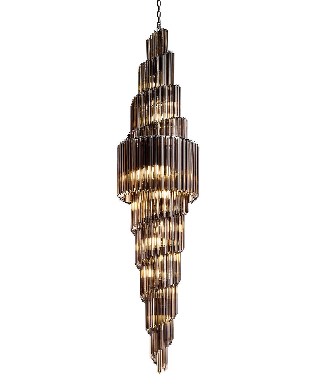 Brunito Round Chandelier with Smoky Chocolate Glass