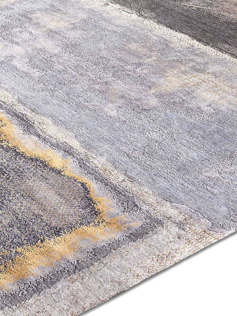 Silver Abstract Handmade Luxury Rug