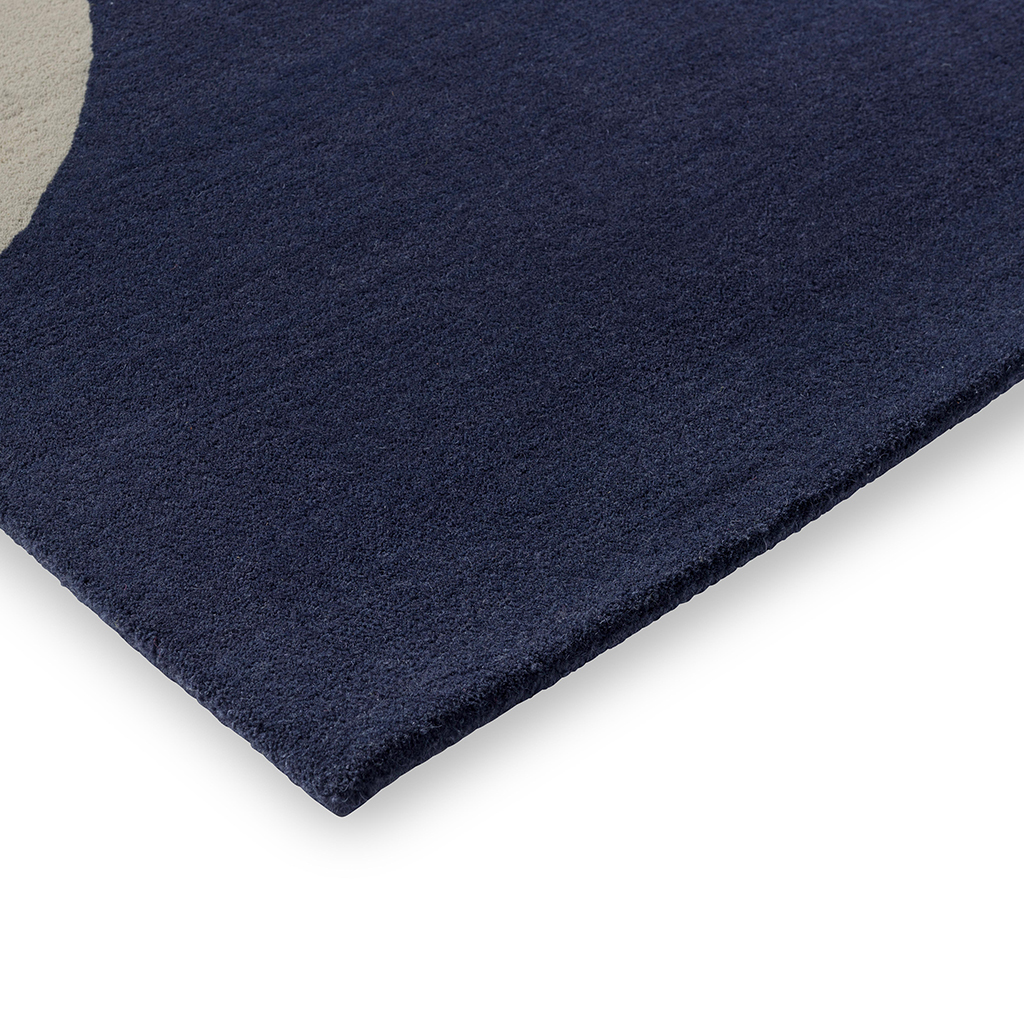 Geo Flower Denim 060608 Designer Wool Rug