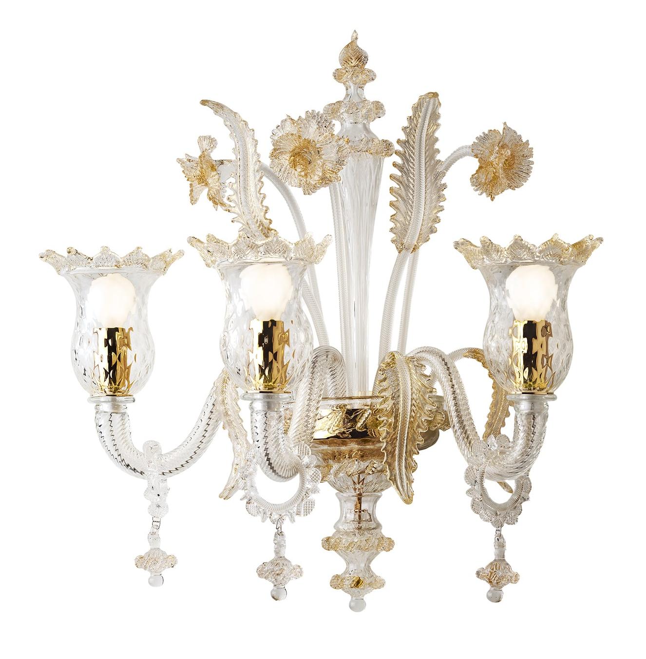 Gold Venetian Glass 3-Light Wall Lamp