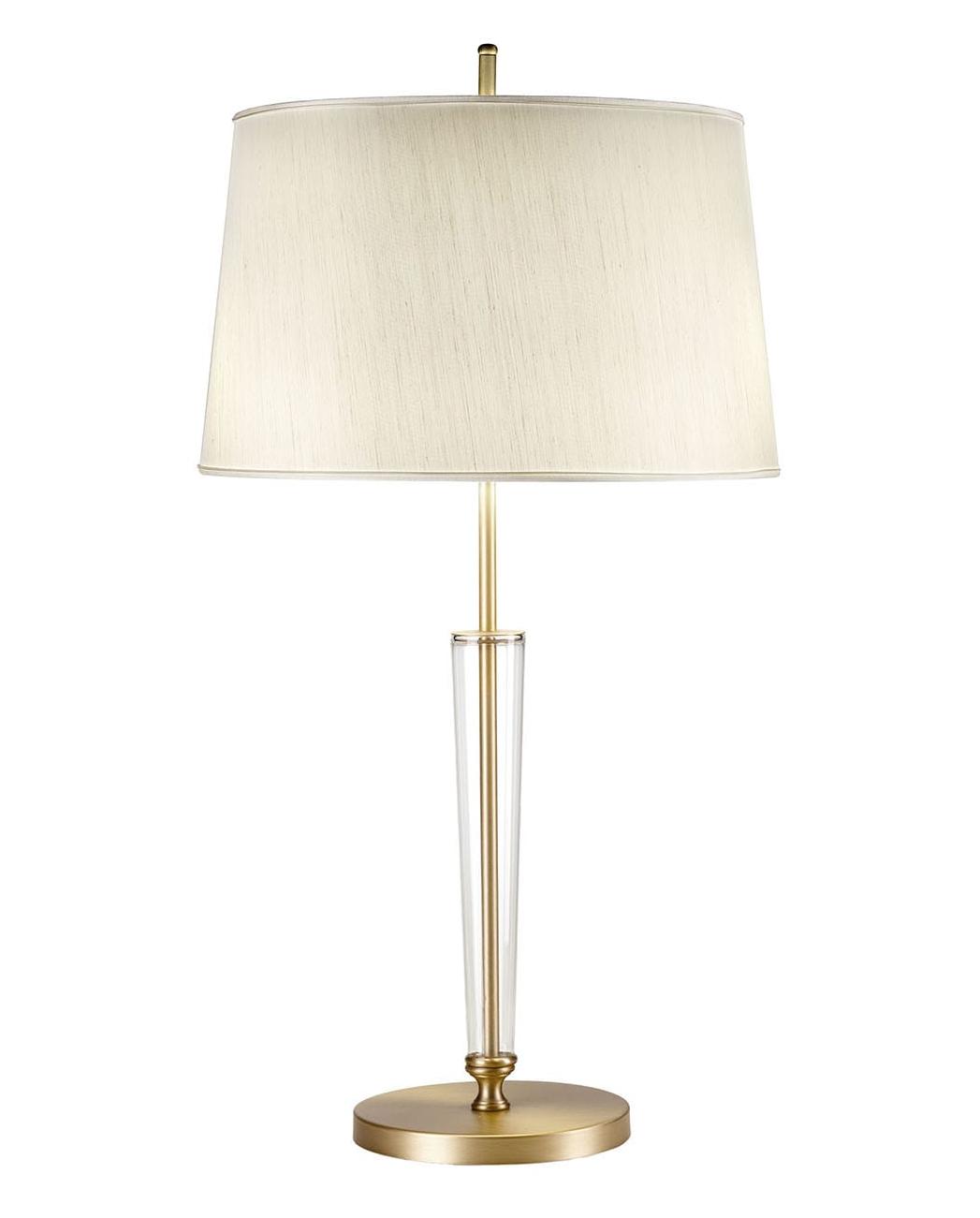 Antique Gold Table Lamp with Conical Glass and Fabric Shade