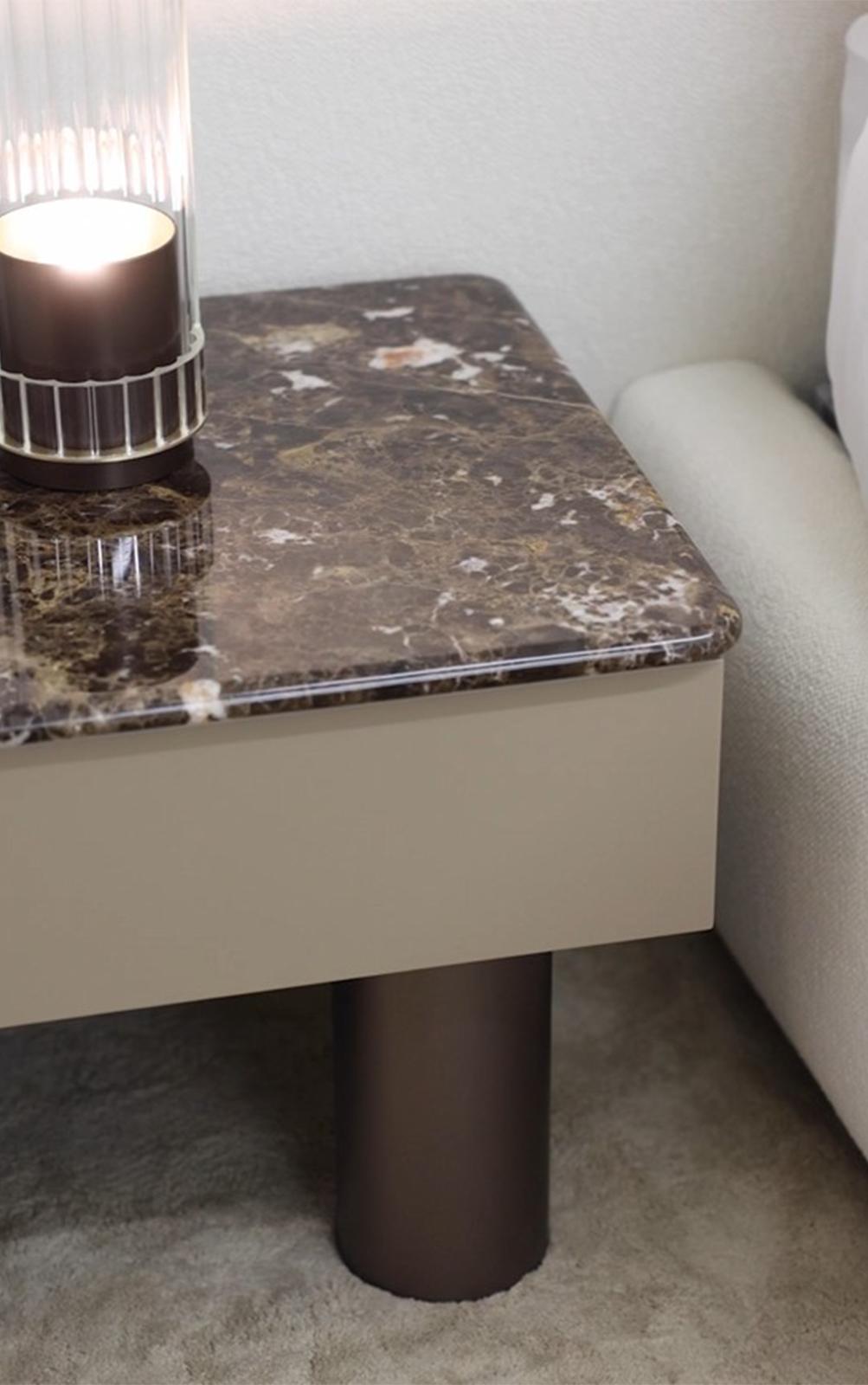 Bon Ton Bedside Table with Marble Top