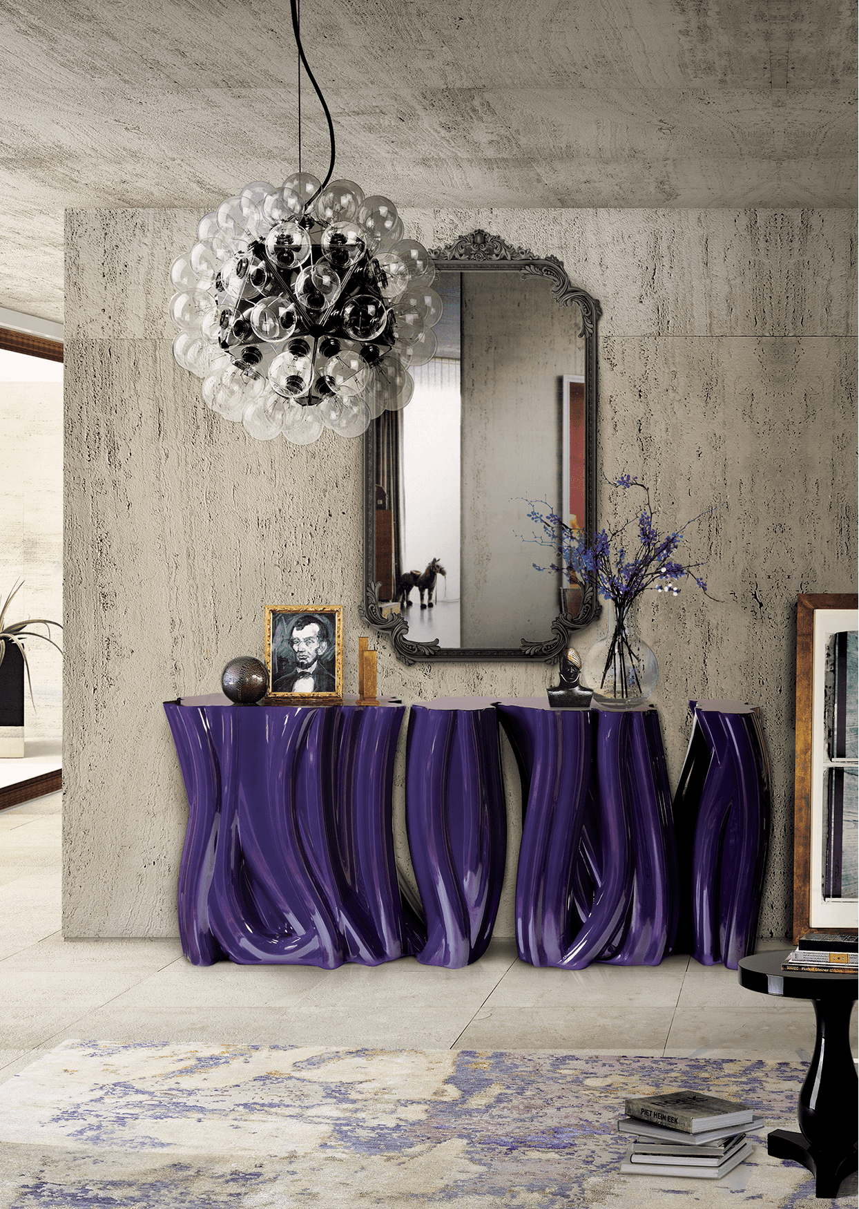 Monochrome Purple Designer Sideboard