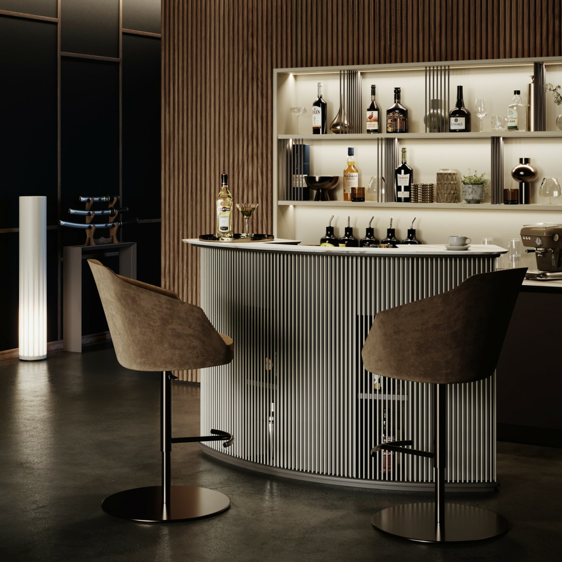 Dry Handcrafted Home Bar with Counter