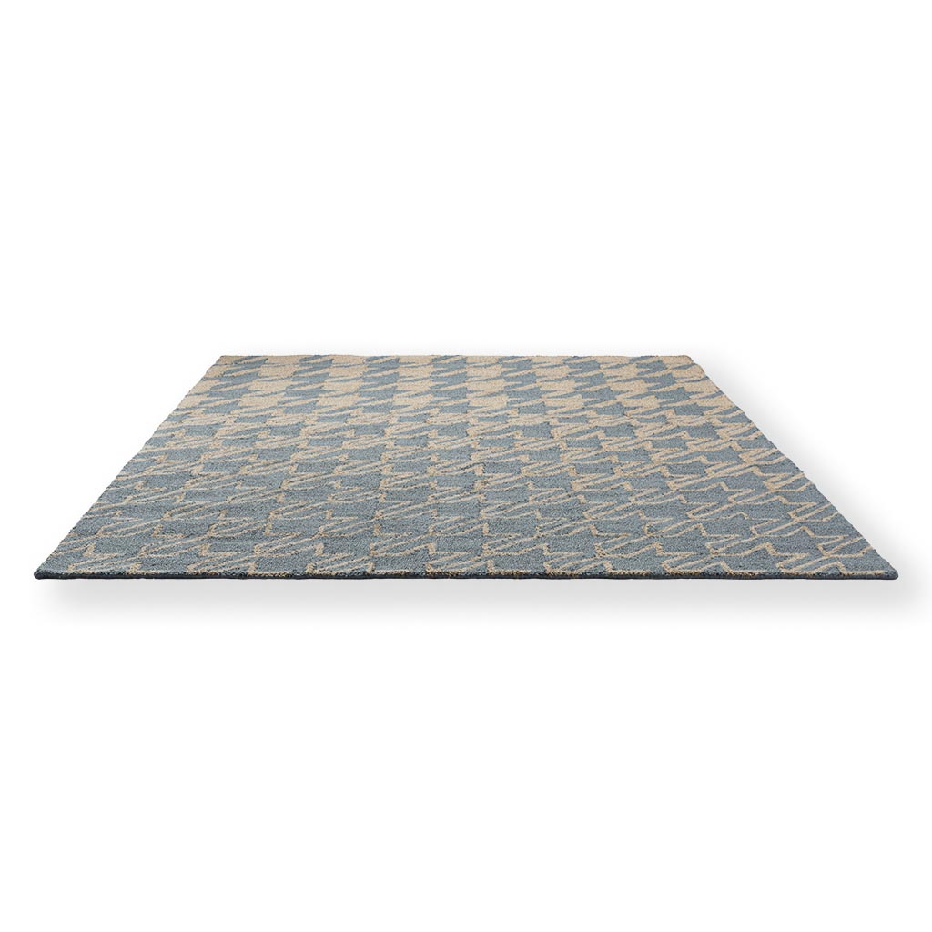 Houndstooth Washed Blue Outdoor Rug