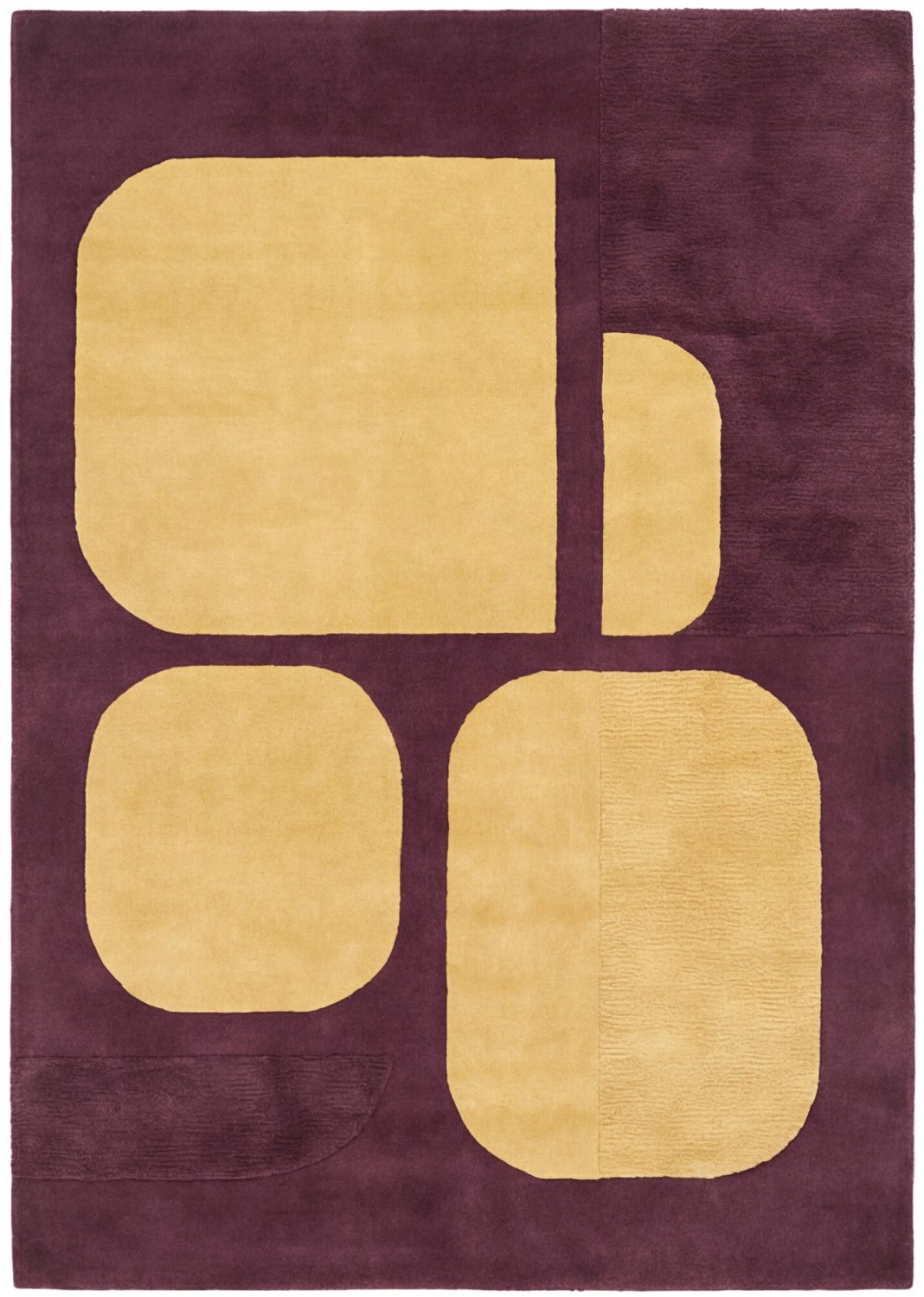 Rounded Blocks Plum Rug