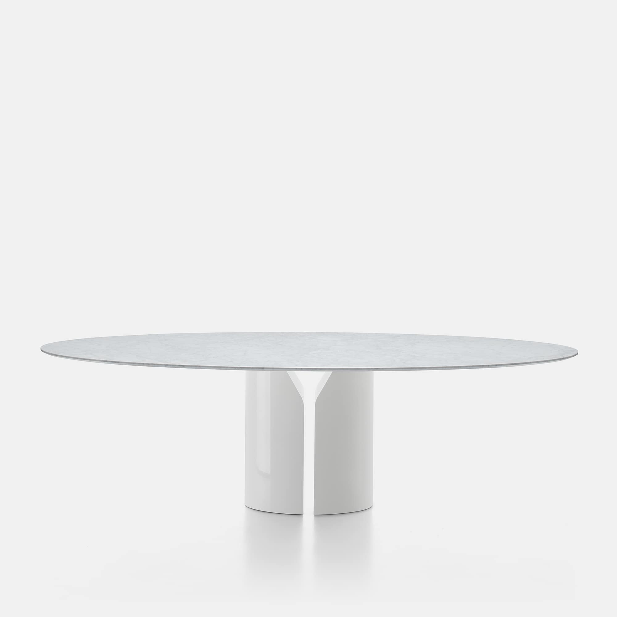 NVL Table ☞ Structure: Matt/Gloss White Lacquered Base ☞ Top: Carrara Matt/Gloss White Marble