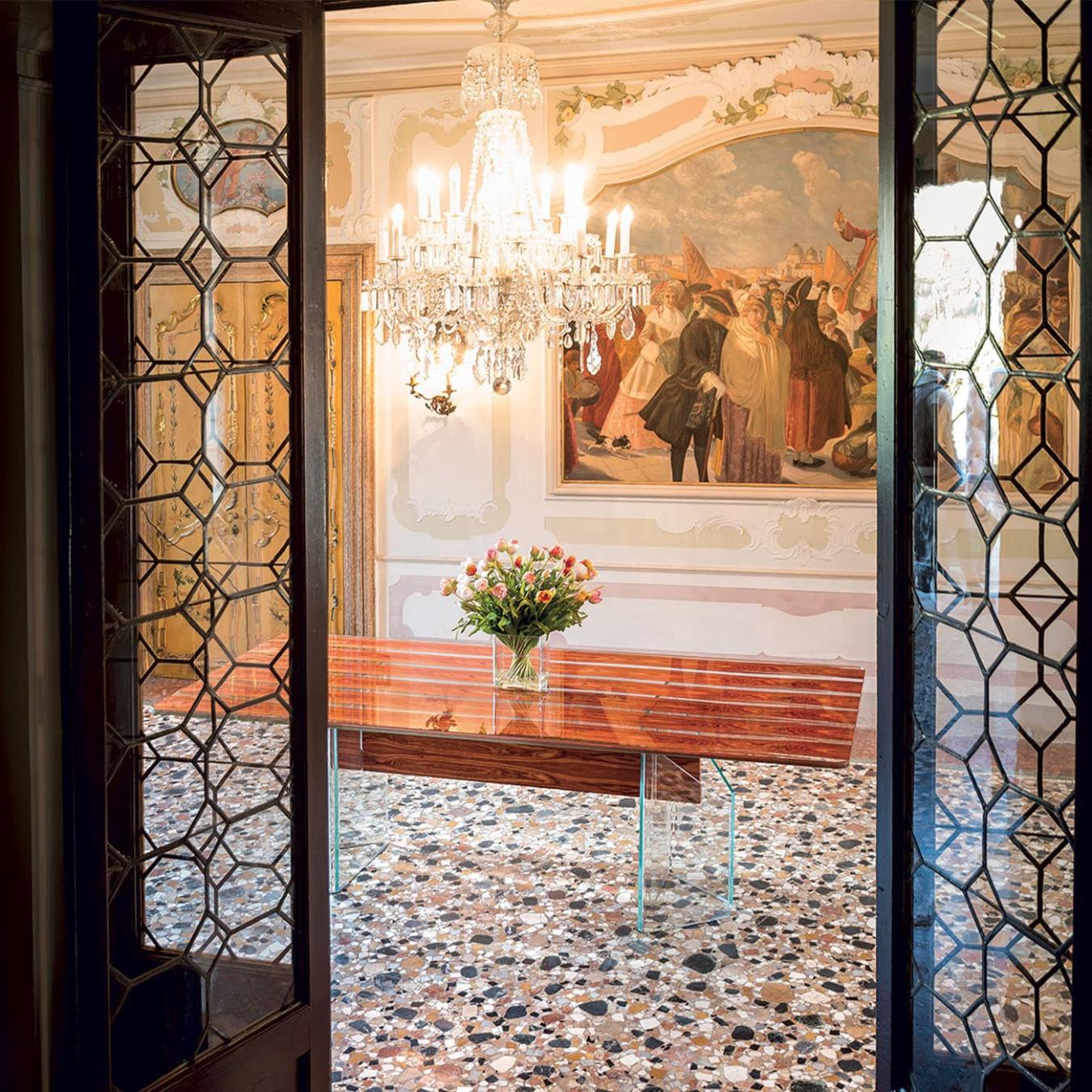 Parigi Dining Table in Wood and Glass