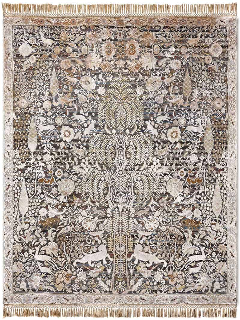 Gold / Grey Handmade Luxury Rug