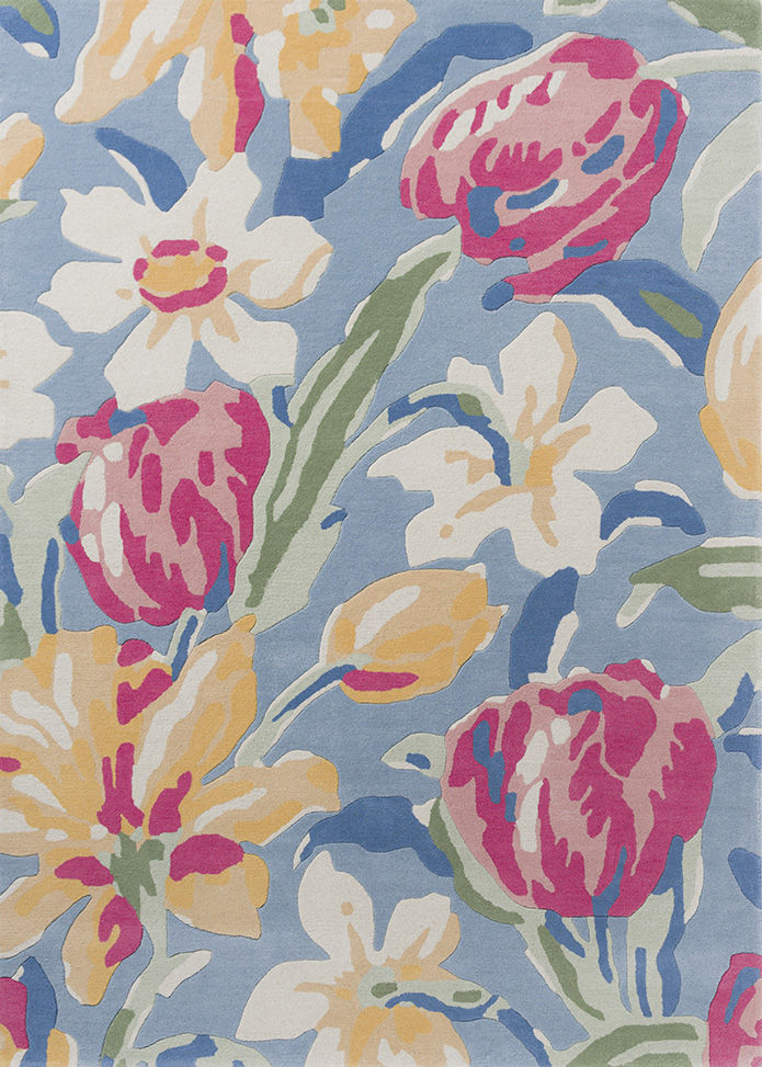 Tulips-China Blue Rug