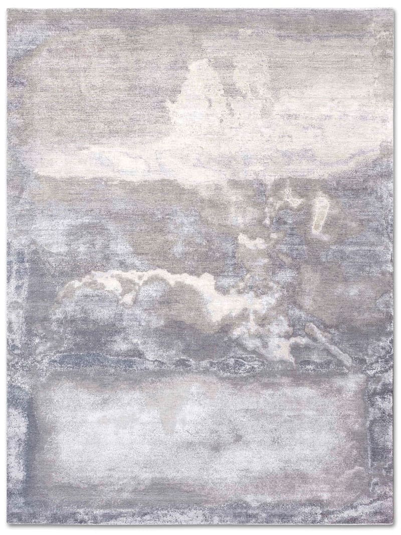 Clouds Light Grey Handmade Luxury Rug