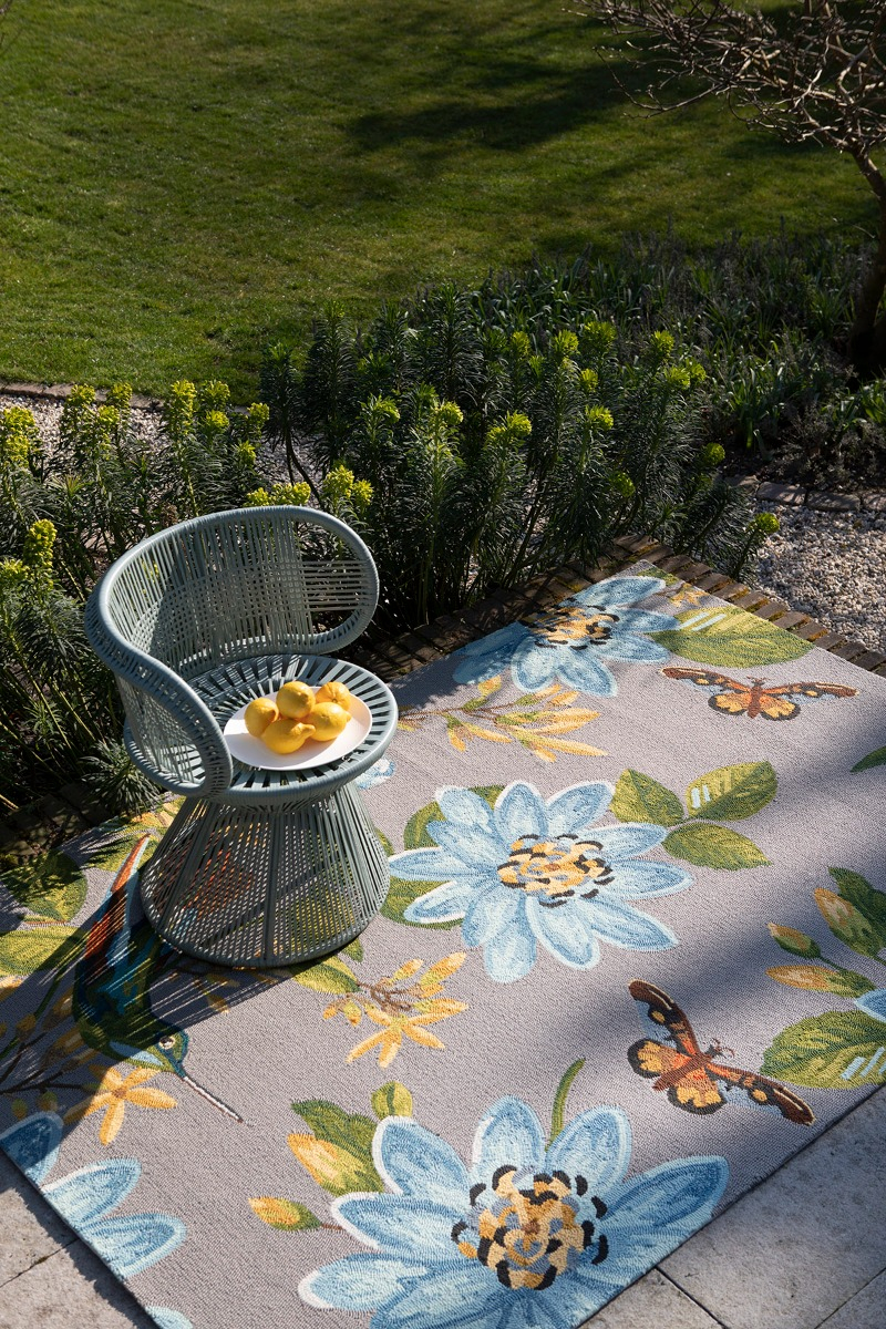 Spring Lotus Grey outdoor 438504 Rug ☞ Size: 250 x 350 cm