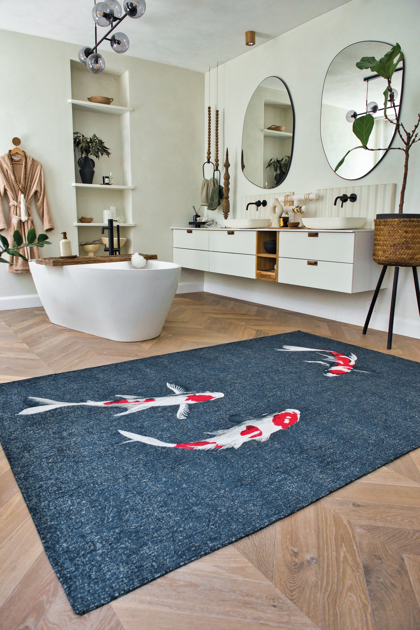 Japanese Pond  9390 Rug ☞ Size: 140 x 200 cm