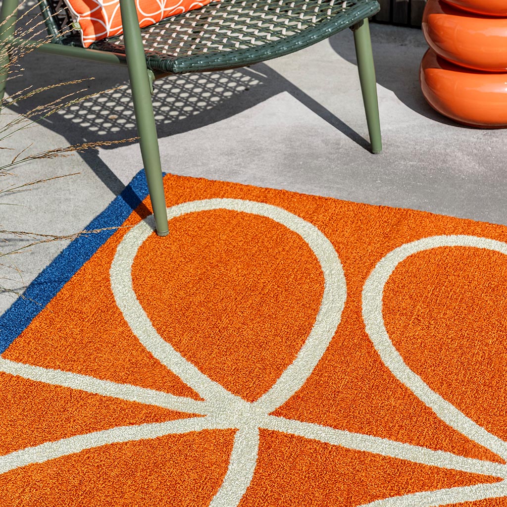 Linear Stem Orange Outdoor Rug