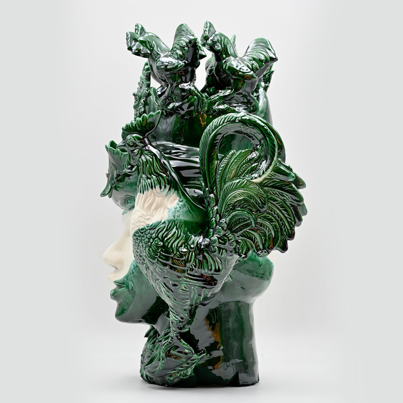 Unique Green & White Moor's Sculpture