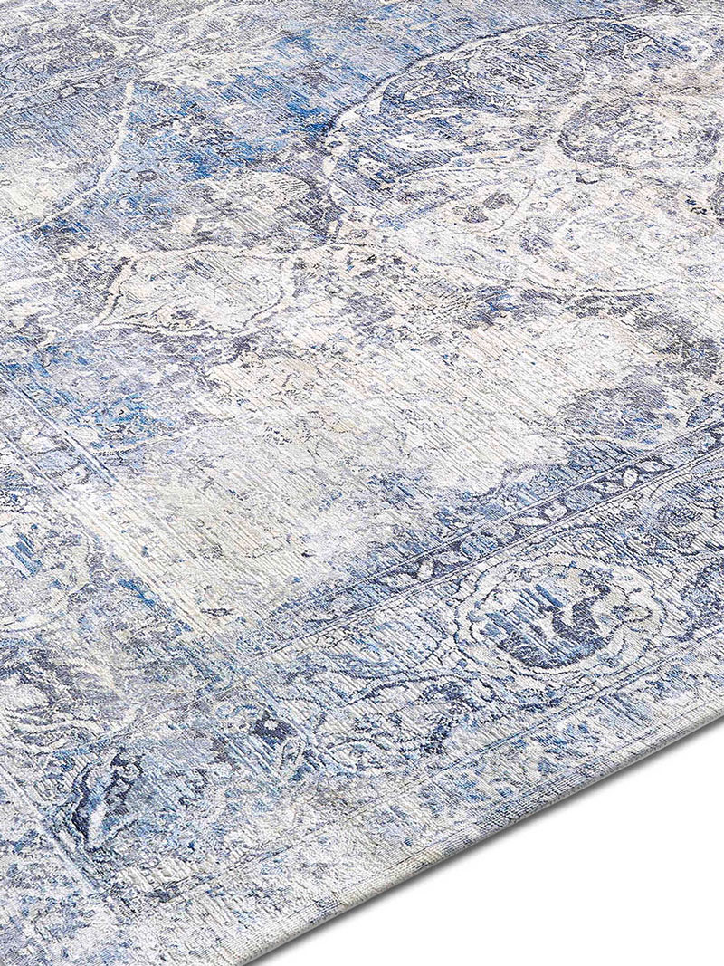Silver Blue Luxury Hand-Knotted Rug