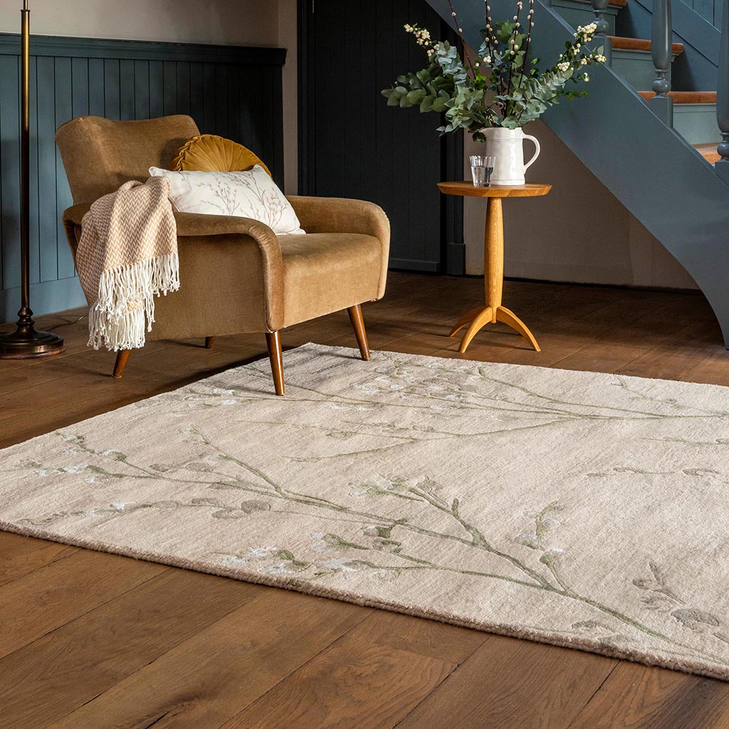 Pussy Willow Hedgerow Green Rug