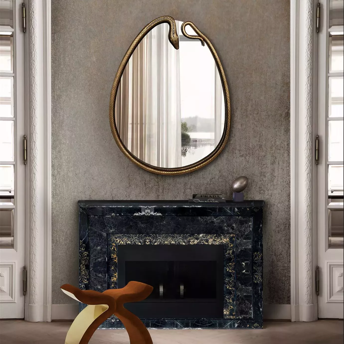 Serpentine Pear-Shaped Wall Mirror