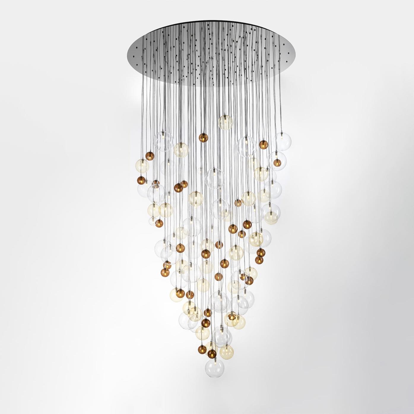 Cascading Chandelier with Multicolour Glass Spheres