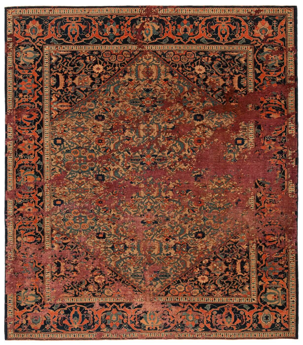 Serapi Queensbury Sky Brownish Red Silk Rug | Size: 250 x 300 cm