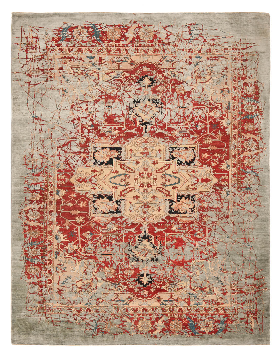 Serapi Victoria Pleasure Red Grey Silk Rug