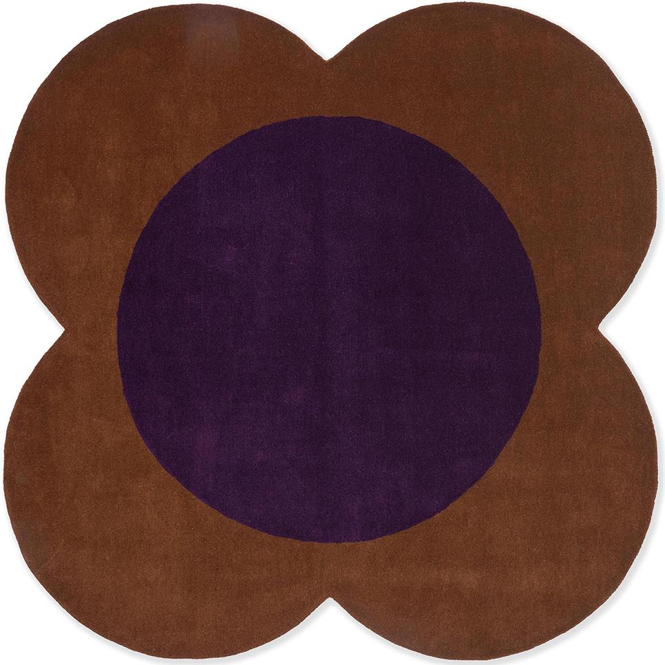 Flower Spot Chestnut / Viol 158401 Designer Wool Rug ☞ Size: Ø 150 cm