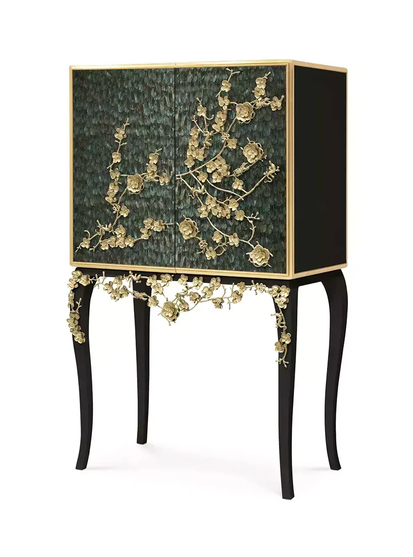 Mirage Peacock Feather Bar Cabinet