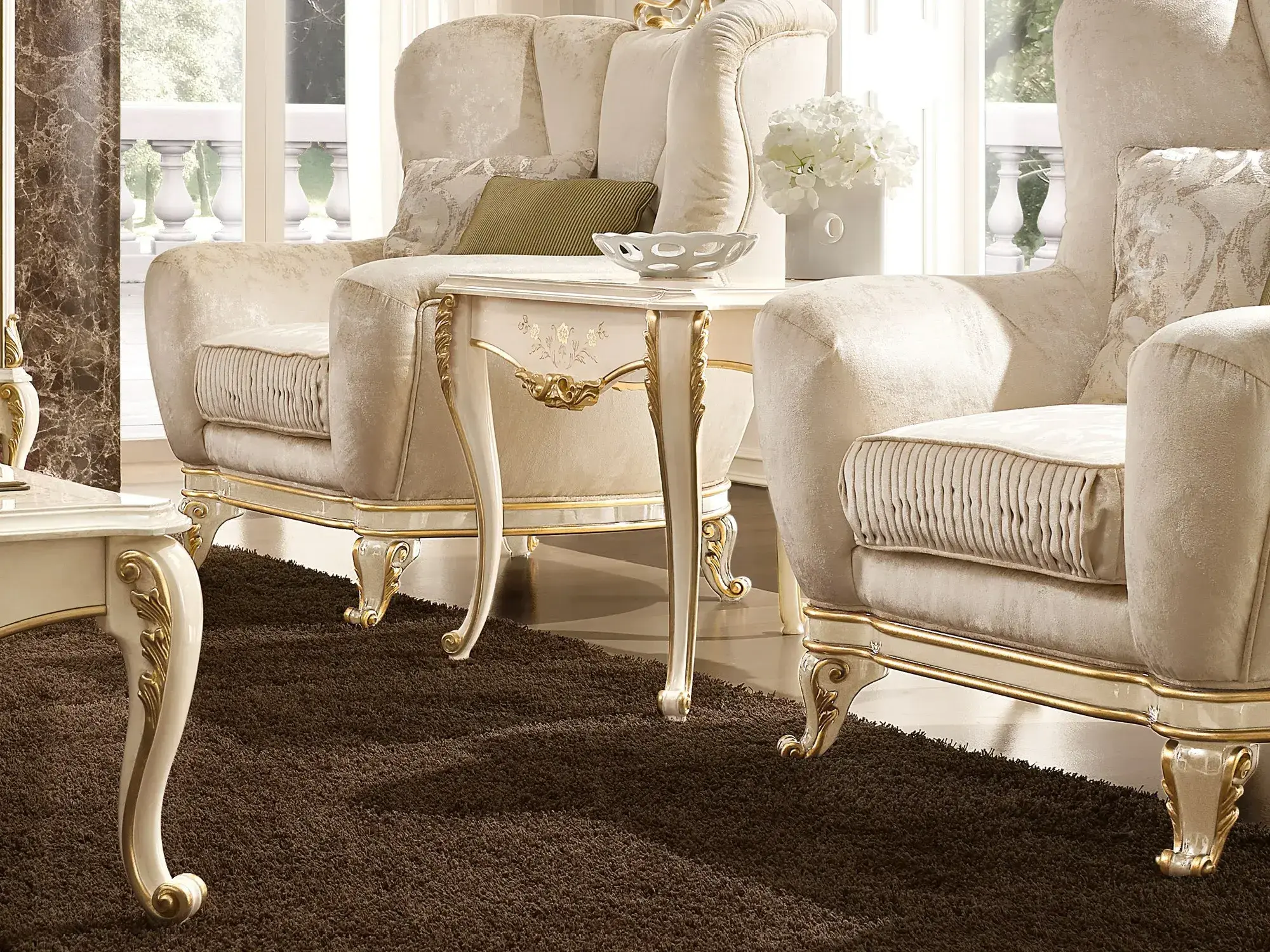 Ivory and Gold Italian Side Table