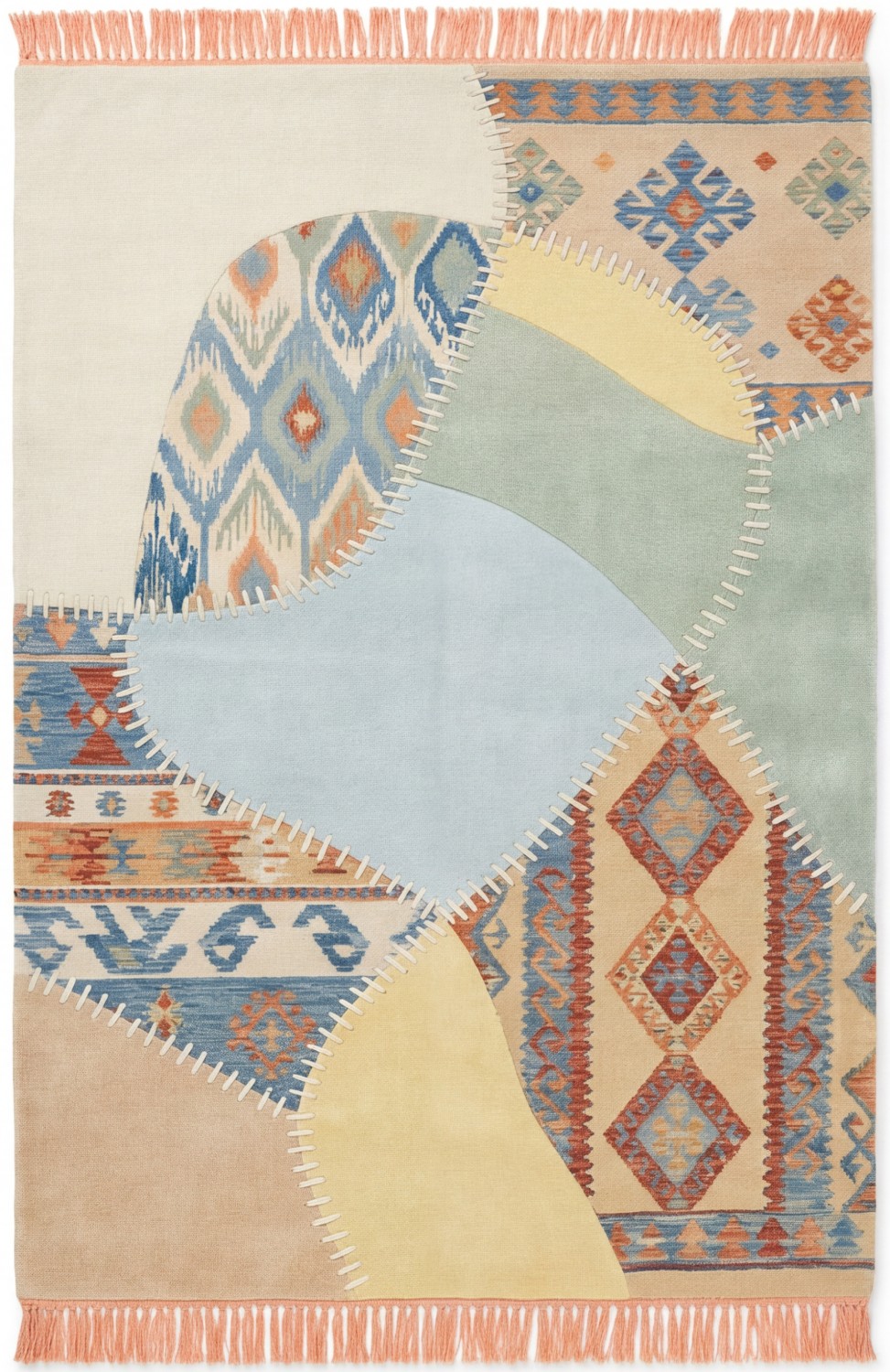 Patchwork Grid Blue Rug
