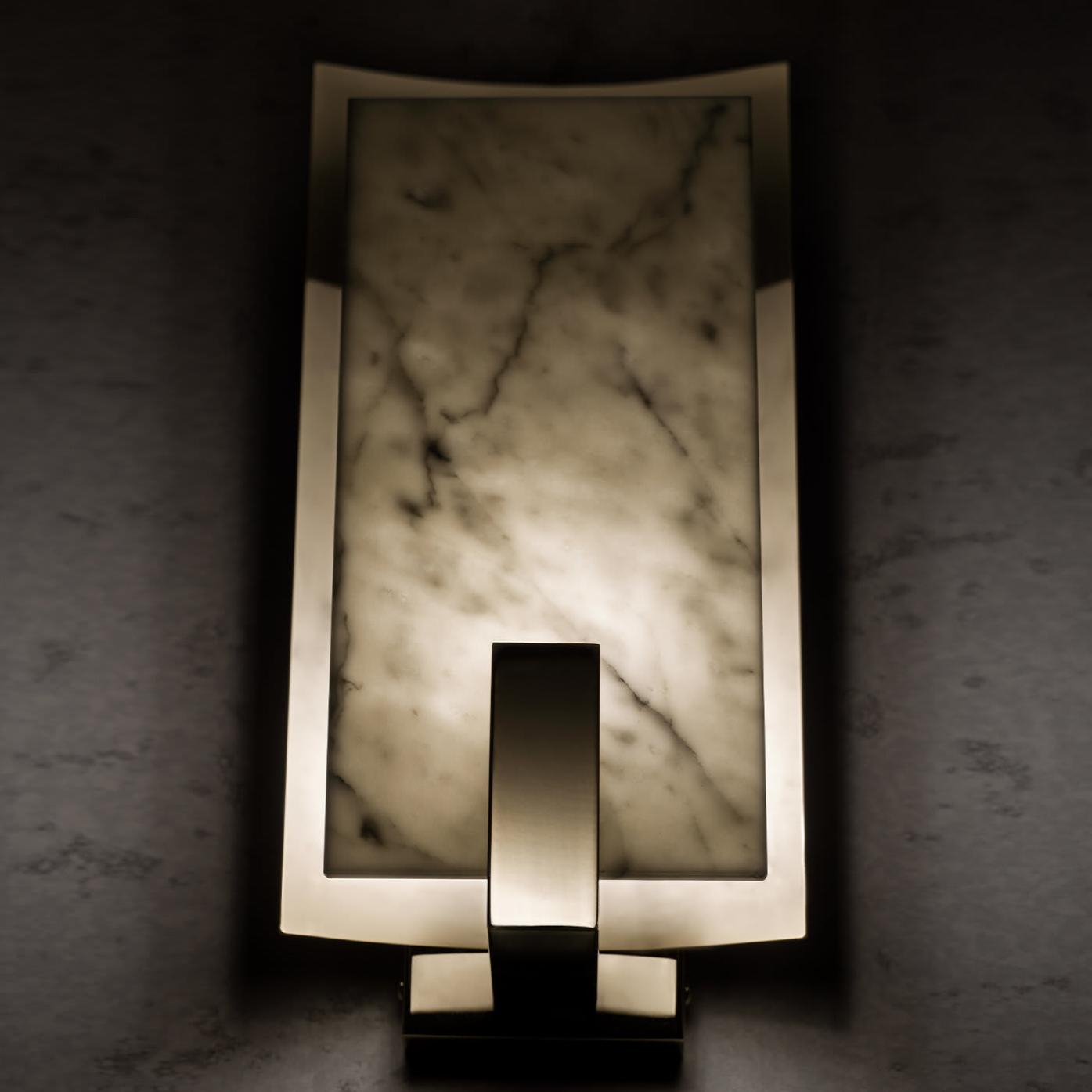 Brass and Carrara Marble Wall Sconce