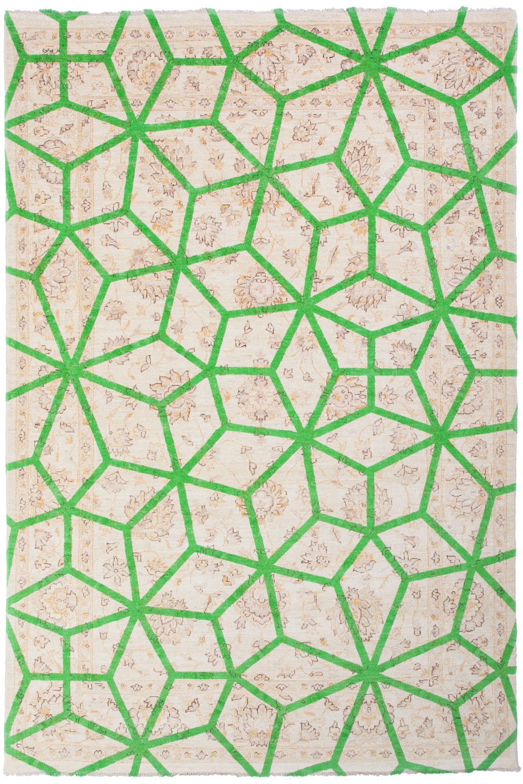 Double Layer Green Designer Rug