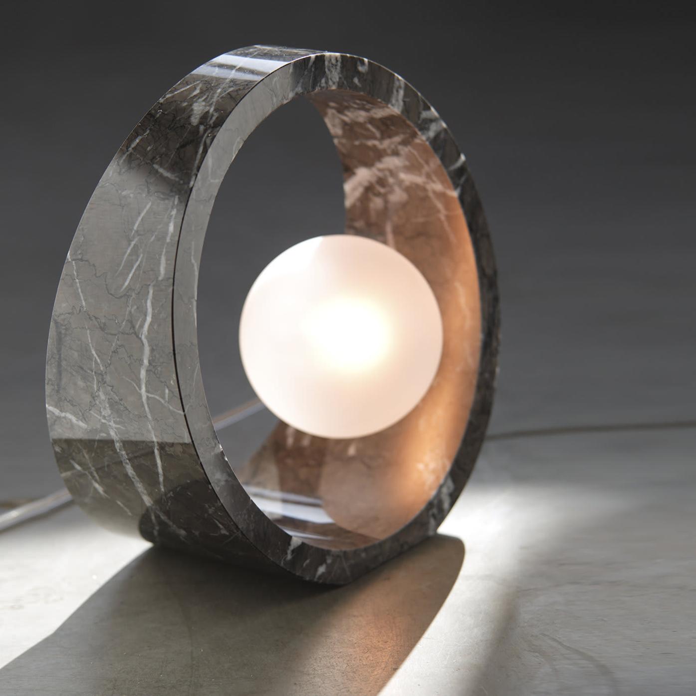 Black Carnico Marble Table Lamp with Frosted Glass