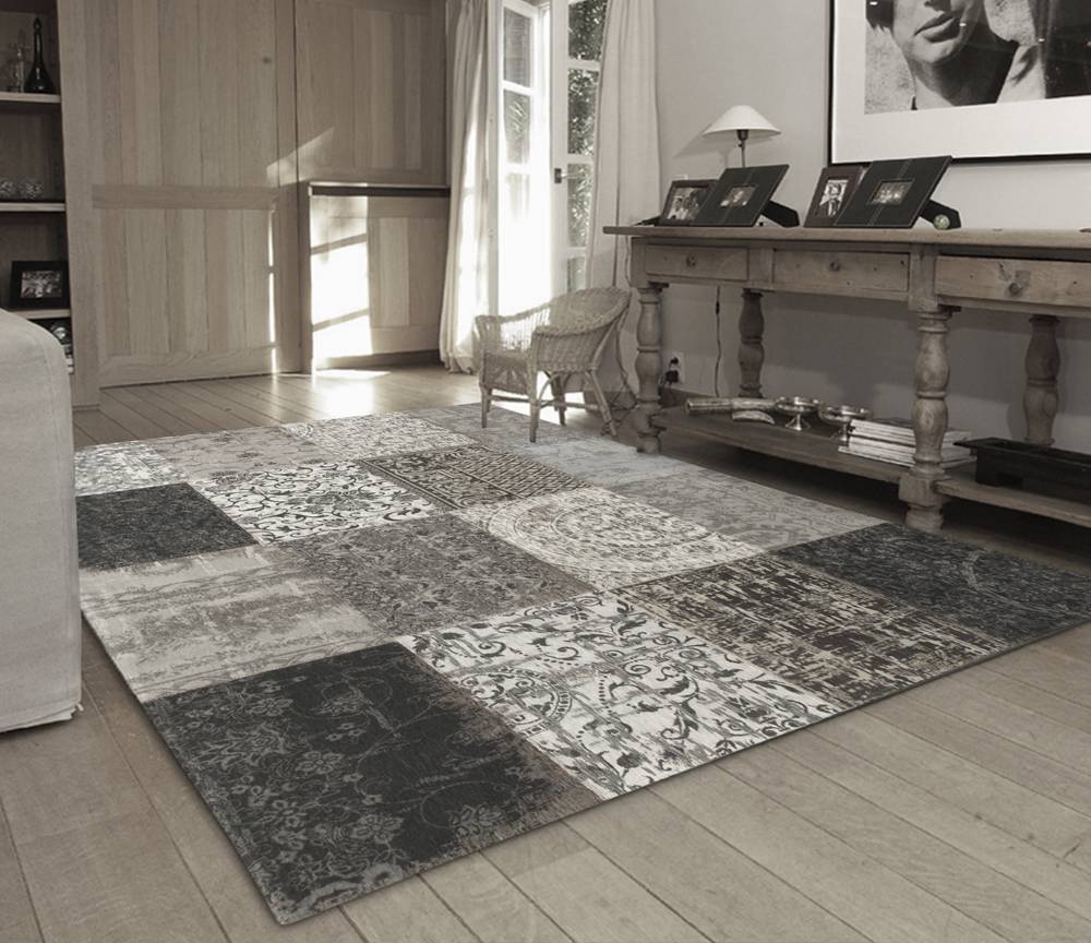 Patchwork Rug Multi Black & White 8101