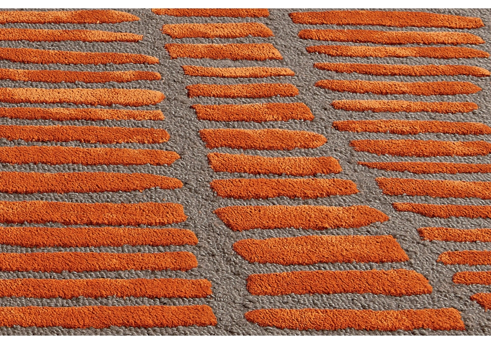 Oragne Grey Wool / Viscose Rug Enia