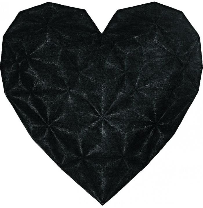 Heart Viscose / Wool Black Rug 200 x 200 cm