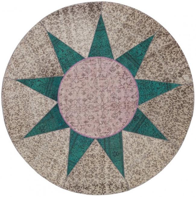 Star Emerald / Pink / Green Round Rug